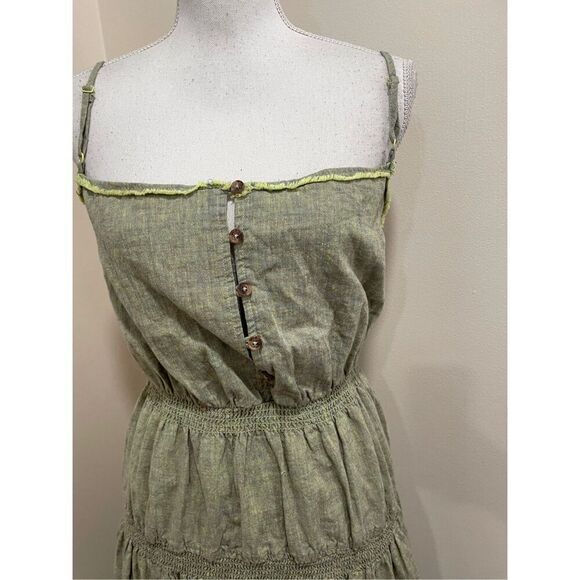 Urban Outfitters Ella Linen Dropped-Waist Midi Dress Size M - Picture 5 of 10